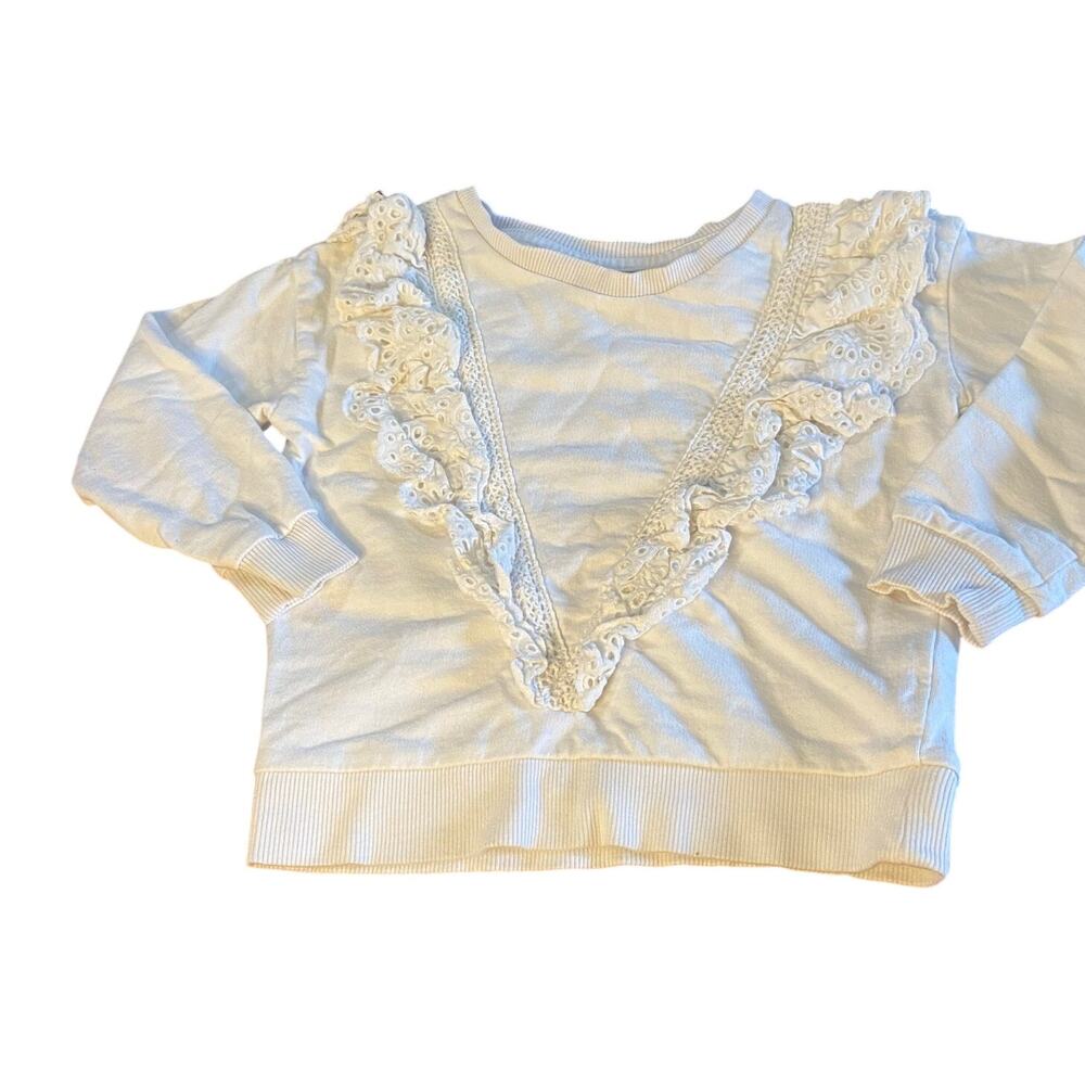 Hop white ruffle lace pullover crew‎ sweatshirt SIZE 3-4